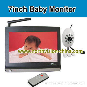 7 Inch LCD Baby Monitor with Night Vision Wireless Camera, Support 4PCS Camera, AV out, Remote Control (NG-704)